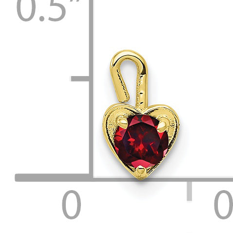 10K Yellow Gold 10Ky January Synthetic Birthstone Heart Charm