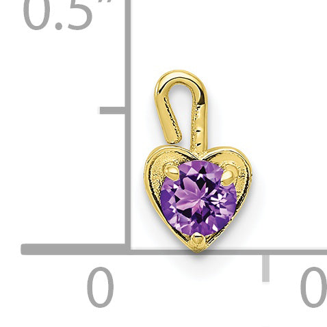 10K Yellow Gold 10Ky February Synthetic Birthstone Heart Charm