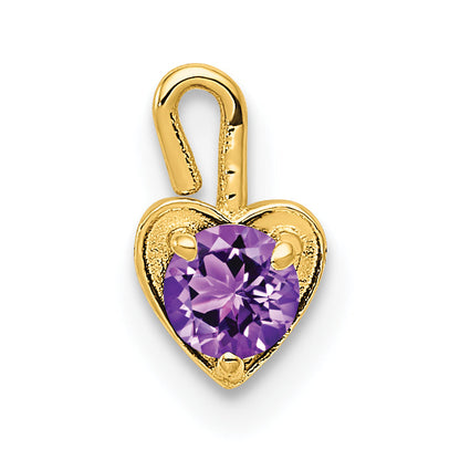 10K Yellow Gold 10Ky February Synthetic Birthstone Heart Charm