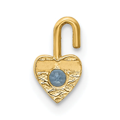 10K Yellow Gold 10Ky March Synthetic Birthstone Heart Charm
