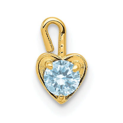 10K Yellow Gold 10Ky March Synthetic Birthstone Heart Charm