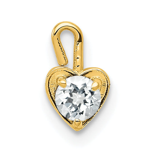 10K Yellow Gold 10Ky April Synthetic Birthstone Heart Charm