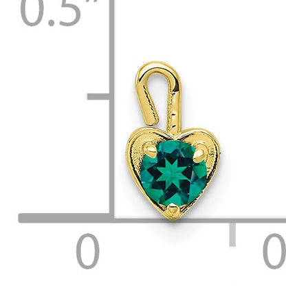 10K Yellow Gold 10Ky May Green Crystal Birthstone Heart Charm