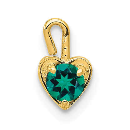 10K Yellow Gold 10Ky May Green Crystal Birthstone Heart Charm