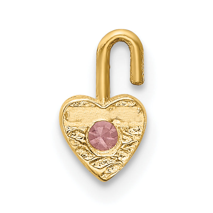 10K Yellow Gold 10Ky October Synthetic Birthstone Heart Charm