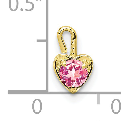 10K Yellow Gold 10Ky October Synthetic Birthstone Heart Charm