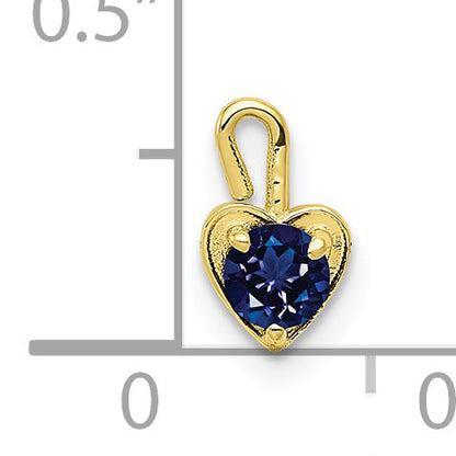 10K Yellow Gold 10Ky September Synthetic Birthstone Heart Charm