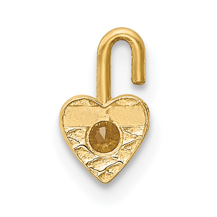 10K Yellow Gold 10Ky November Synthetic Birthstone Heart Charm