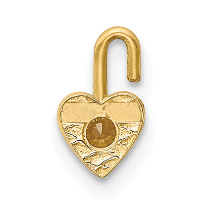 10K Yellow Gold 10Ky November Synthetic Birthstone Heart Charm