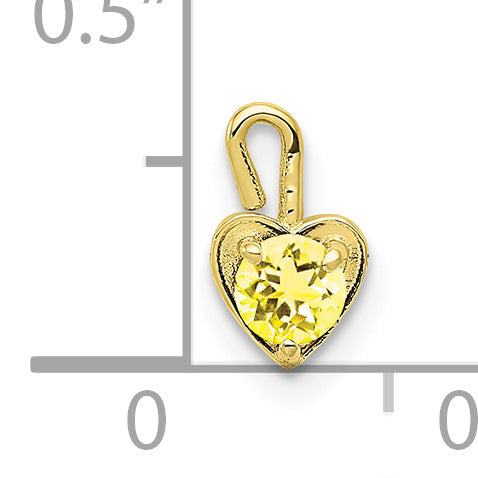 10K Yellow Gold 10Ky November Synthetic Birthstone Heart Charm