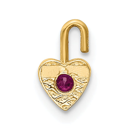 10K Yellow Gold 10Ky July Synthetic Birthstone Heart Charm