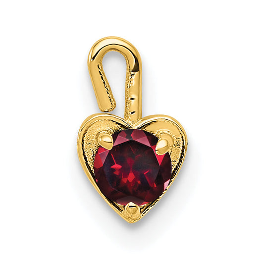 10K Yellow Gold 10Ky July Synthetic Birthstone Heart Charm