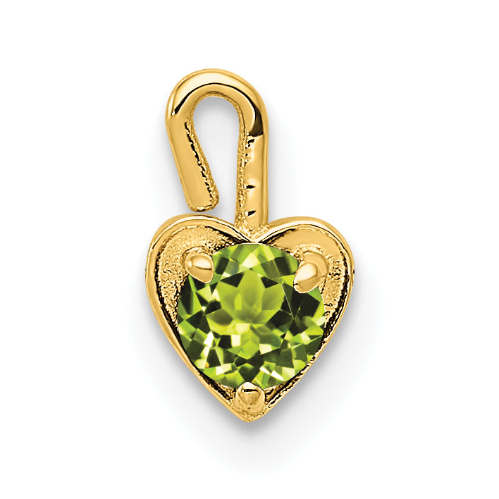 10K Yellow Gold 10Ky August Synthetic Birthstone Heart Charm
