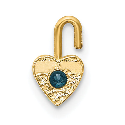 10K Yellow Gold 10Ky December Synthetic Birthstone Heart Charm