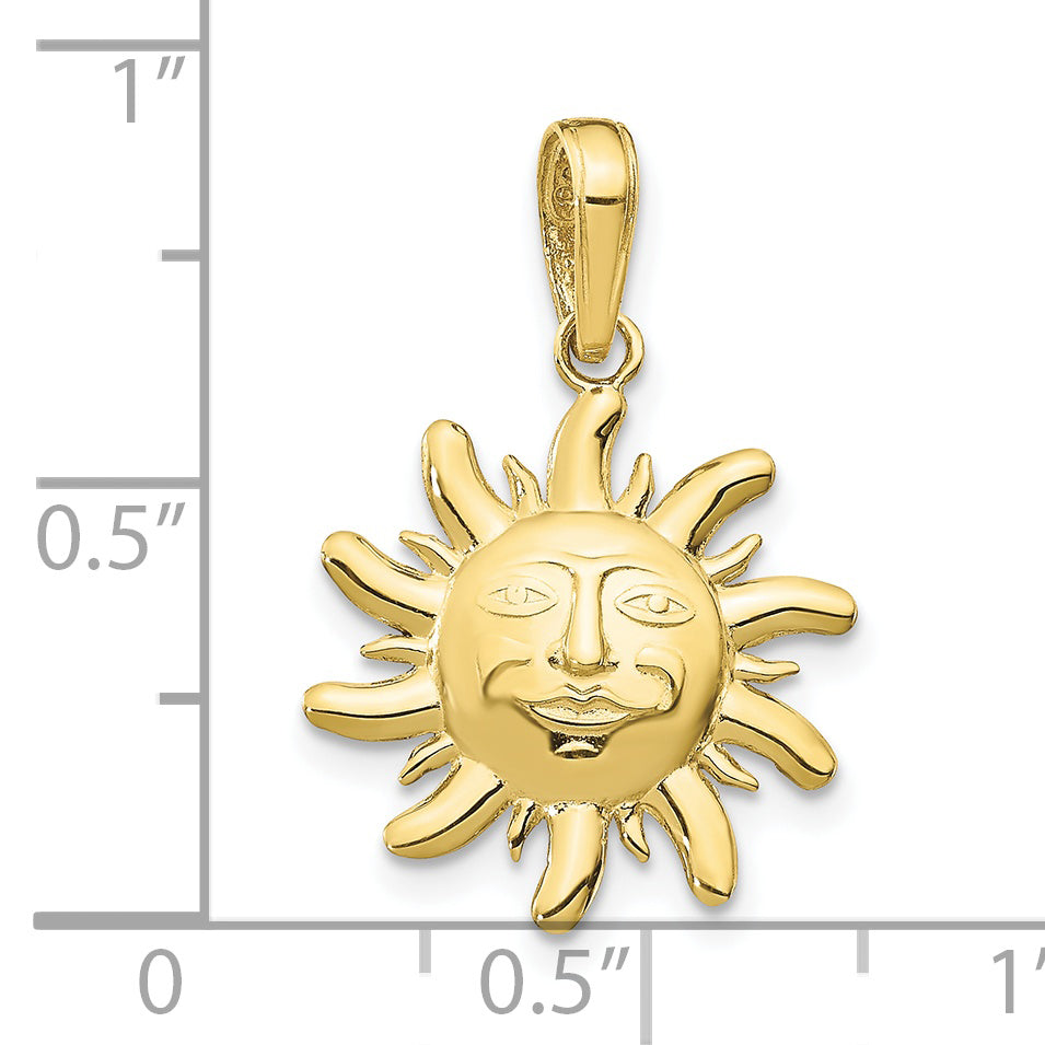 10K Yellow Gold Diamond-Cut Small Sun Charm