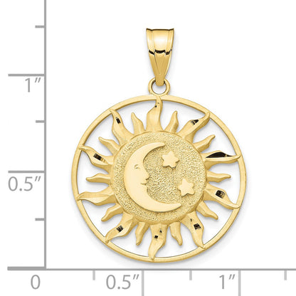 10K Yellow Gold Polished Sun With Moon & Star Charm