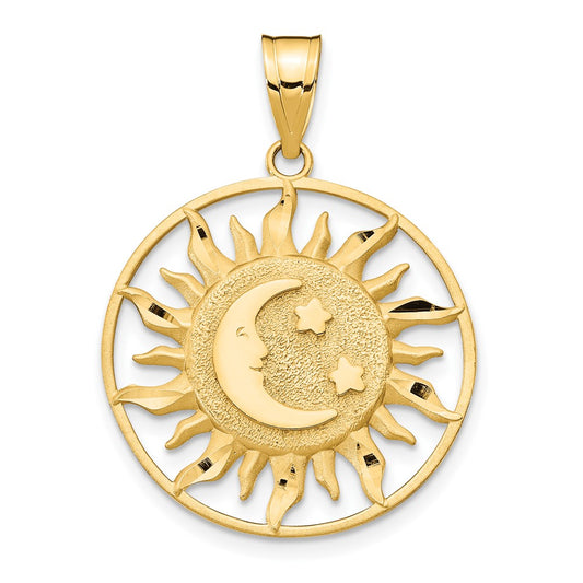 10K Yellow Gold Polished Sun With Moon & Star Charm