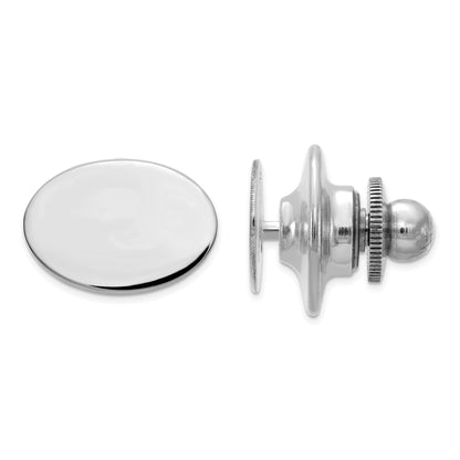10K White Gold 10K Men'S Oval High Polished Tie Tac