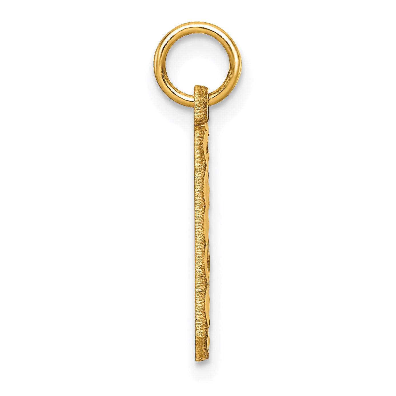 10K Yellow Gold 10Ky Casted Medium Diamond-Cut Number 0 Charm