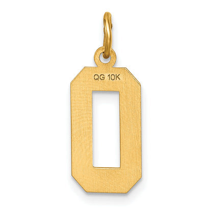 10K Yellow Gold 10Ky Casted Medium Diamond-Cut Number 0 Charm