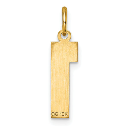 10K Yellow Gold 10Ky Casted Medium Diamond-Cut Number 1 Charm
