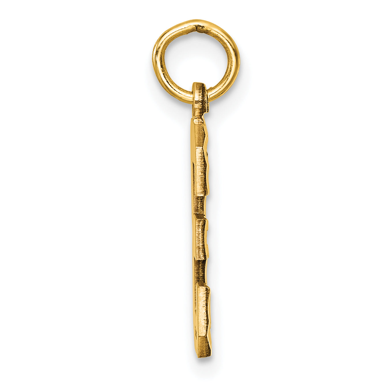 10K Yellow Gold 10Ky Casted Medium Diamond-Cut Number 3 Charm