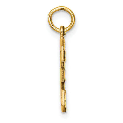 10K Yellow Gold 10Ky Casted Medium Diamond-Cut Number 3 Charm