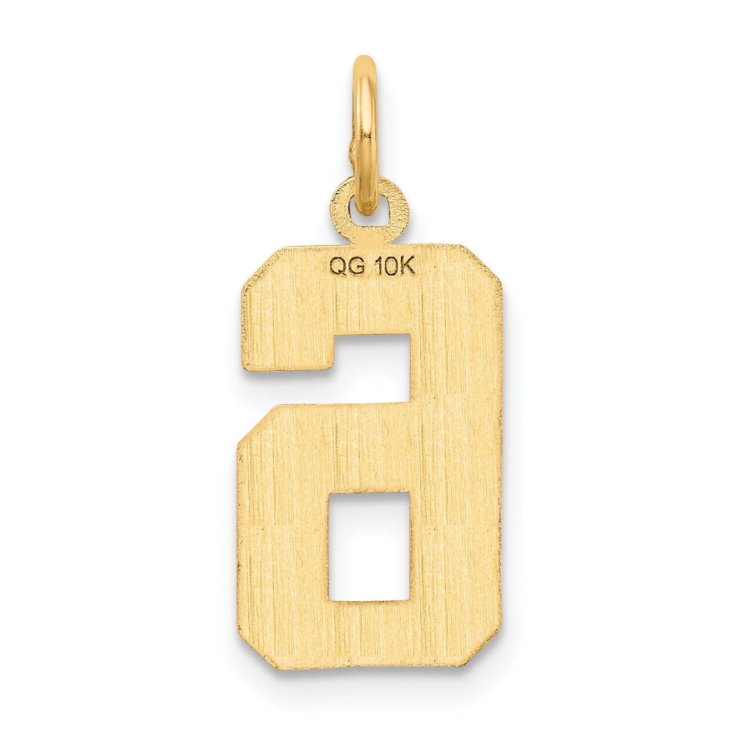10K Yellow Gold 10Ky Casted Medium Diamond-Cut Number 6 Charm