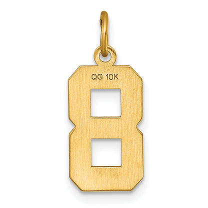 10K Yellow Gold 10Ky Casted Medium Diamond-Cut Number 8 Charm