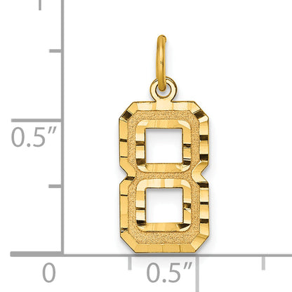 10K Yellow Gold 10Ky Casted Medium Diamond-Cut Number 8 Charm
