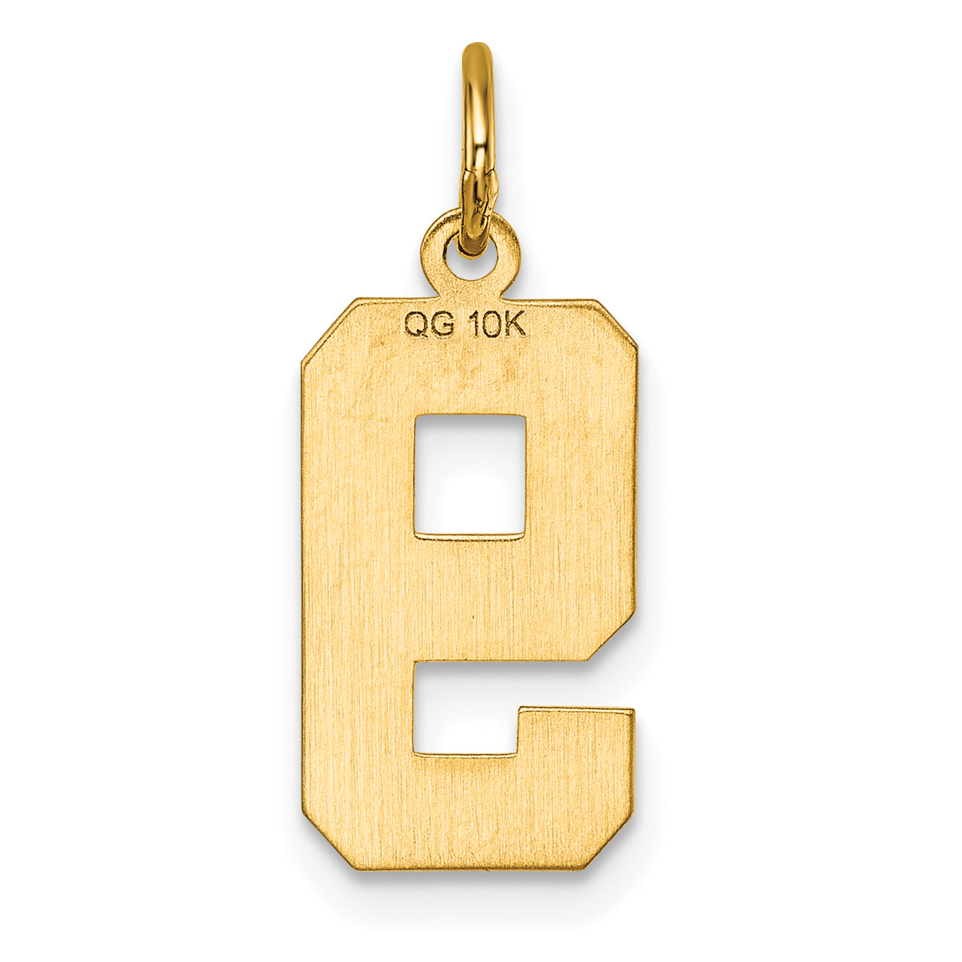 10K Yellow Gold 10Ky Casted Medium Diamond-Cut Number 9 Charm
