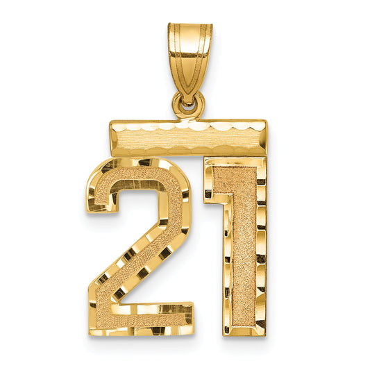 10K Yellow Gold Medium Diamond-Cut Number 21 Charm