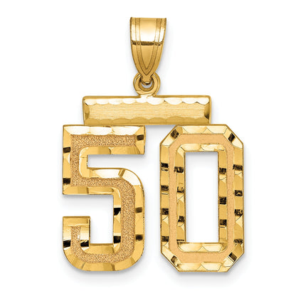 10K Yellow Gold Medium Diamond-Cut Number 50 Charm