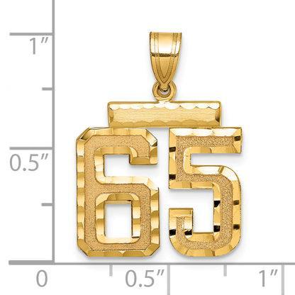 10K Yellow Gold 10Ky Medium Diamond-Cut Number 65 Charm