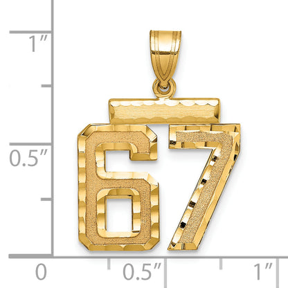 10K Yellow Gold Medium Diamond-Cut Number 67 Charm
