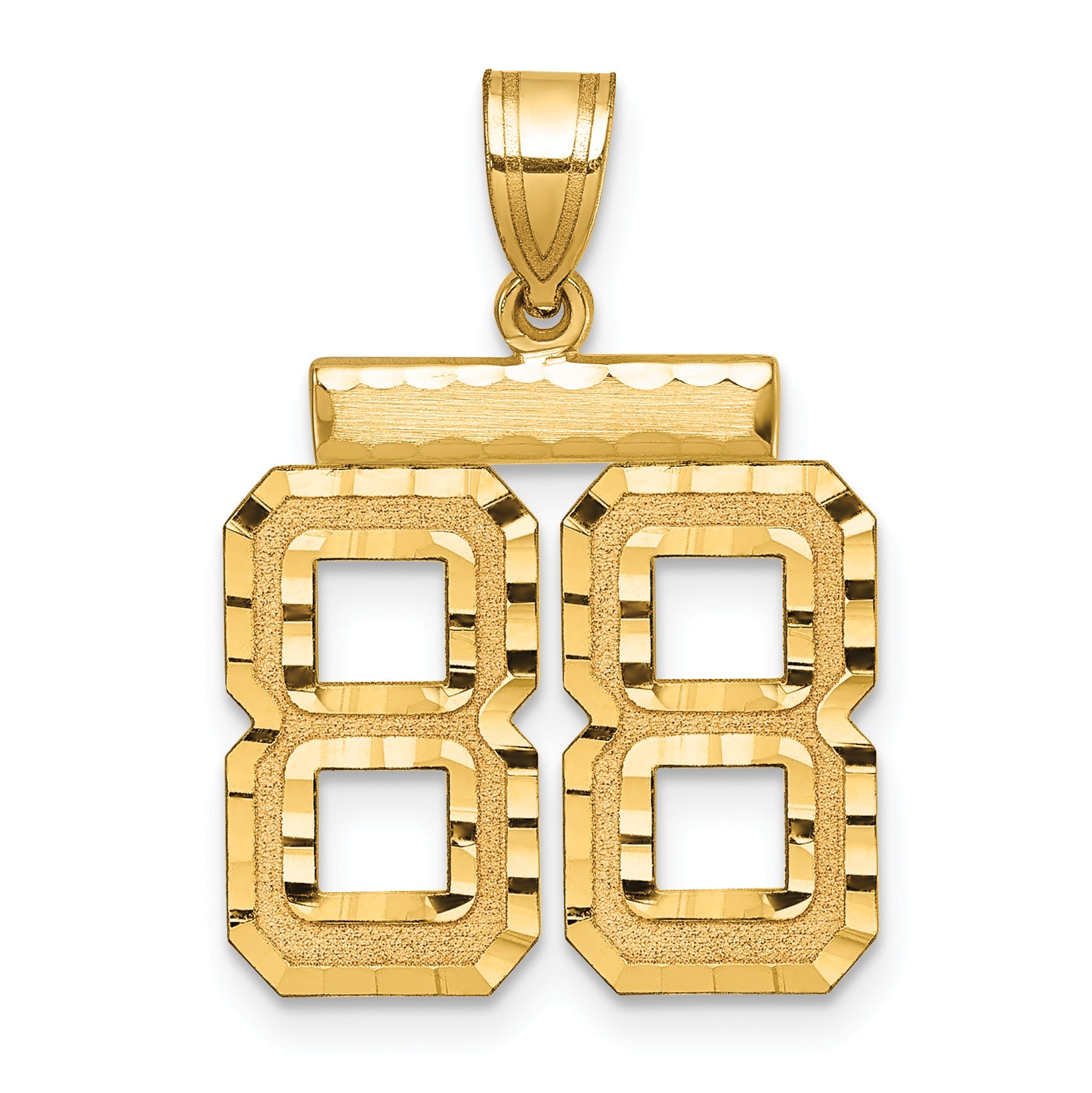 10K Yellow Gold Medium Diamond-Cut Number 88 Charm