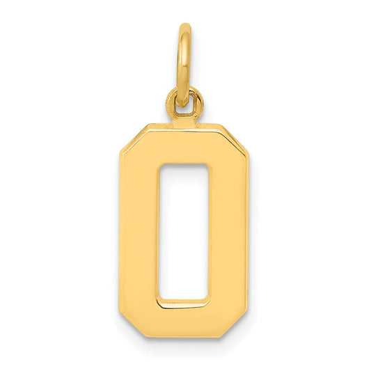 10K Yellow Gold Medium Polished Number 0 Charm