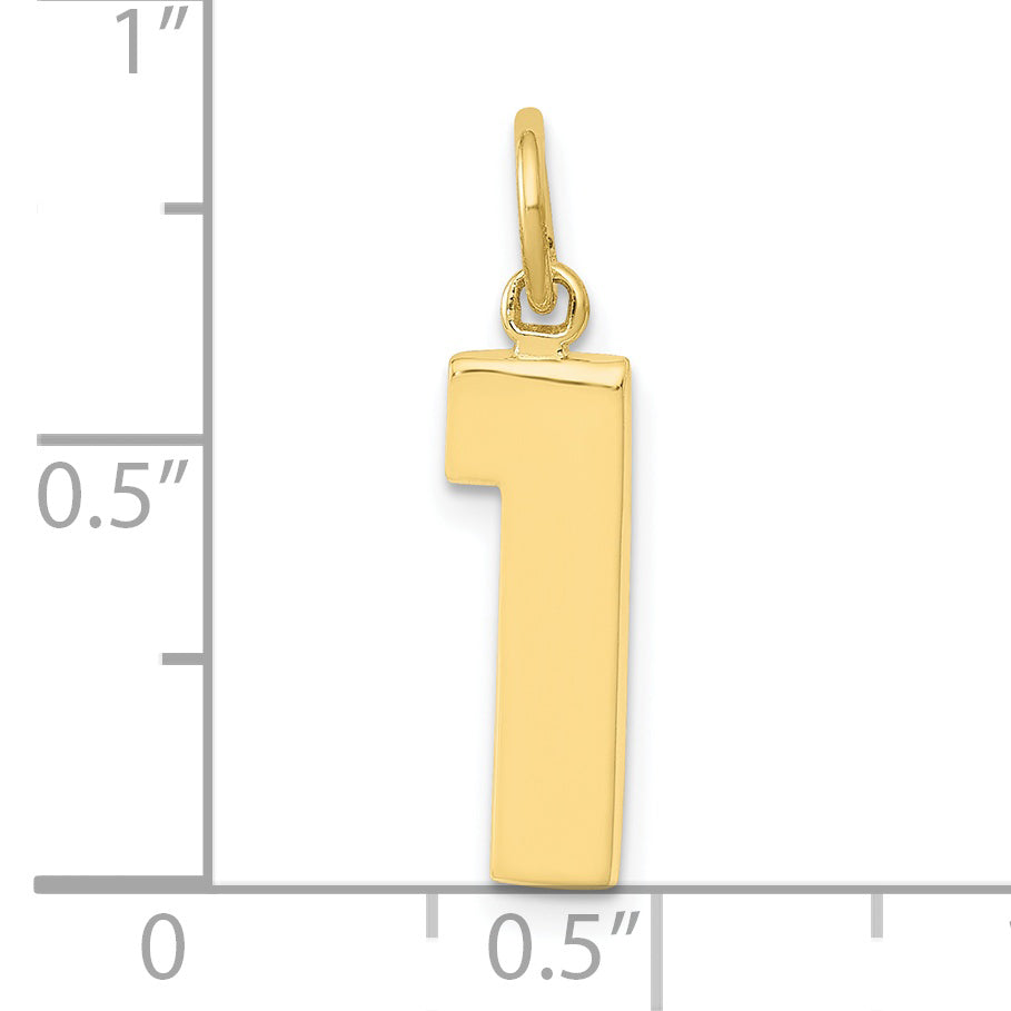 10K Yellow Gold Medium Polished Number 1 Charm