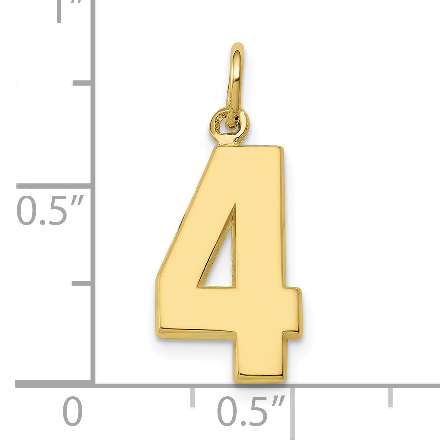 10K Yellow Gold Medium Polished Number 4 Charm
