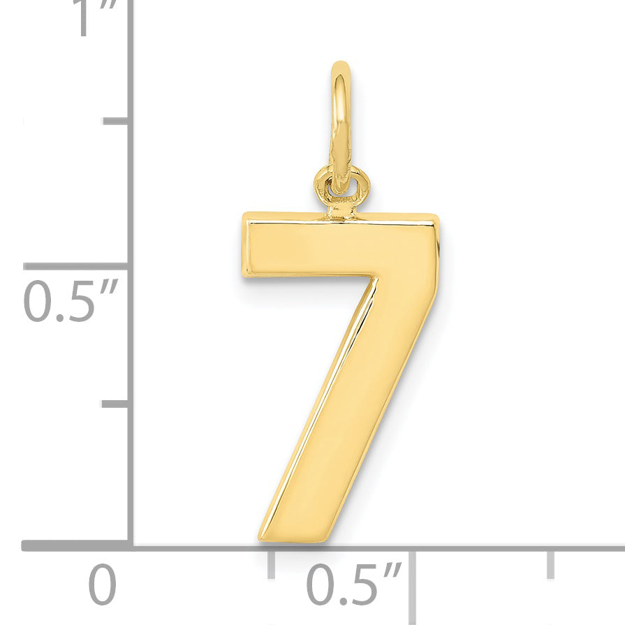10K Yellow Gold Medium Polished Number 7 Charm