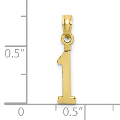 10K Yellow Gold 10K Number 1 Block Charm