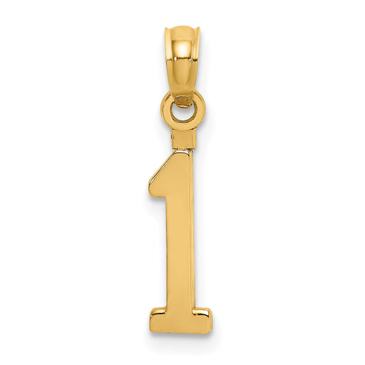 10K Yellow Gold 10K Number 1 Block Charm