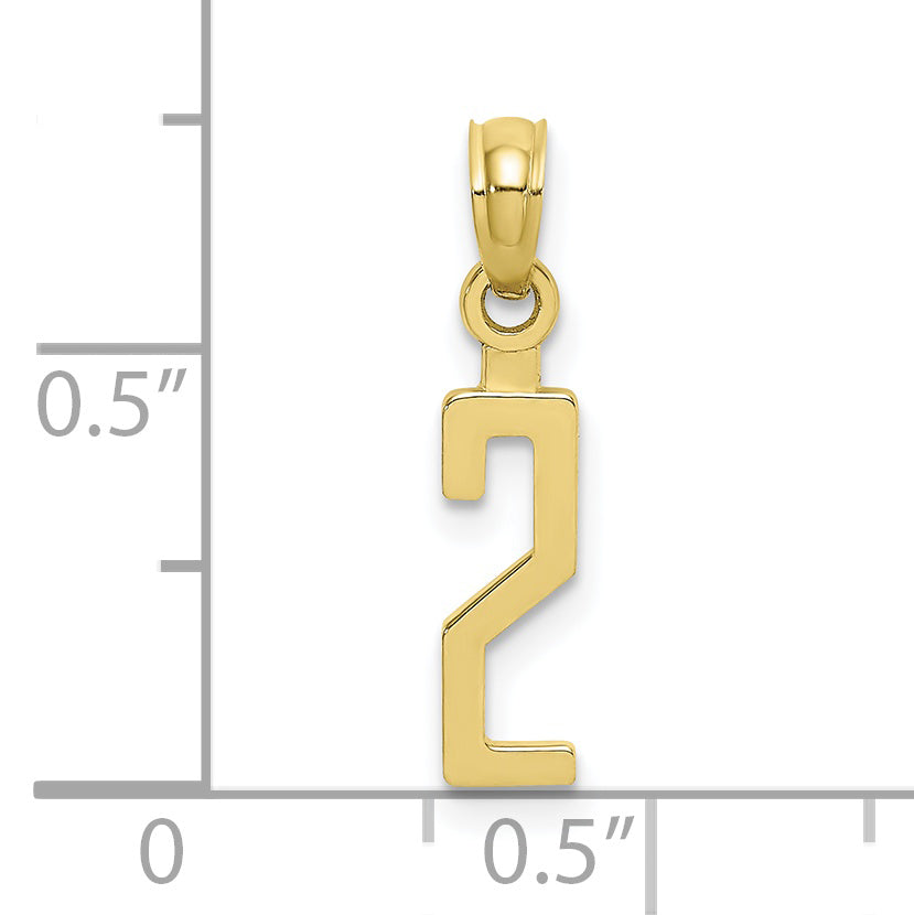 10K Yellow Gold 10K Number 2 Block Charm