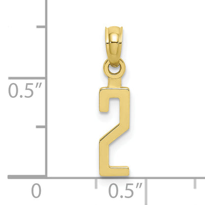 10K Yellow Gold 10K Number 2 Block Charm