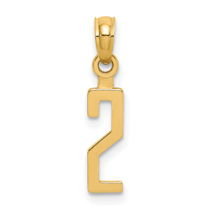 10K Yellow Gold 10K Number 2 Block Charm