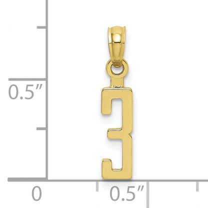 10K Yellow Gold 10K Number 3 Block Charm
