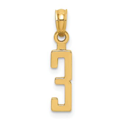 10K Yellow Gold 10K Number 3 Block Charm
