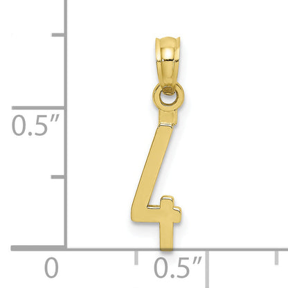 10K Yellow Gold 10K Number 4 Block Charm