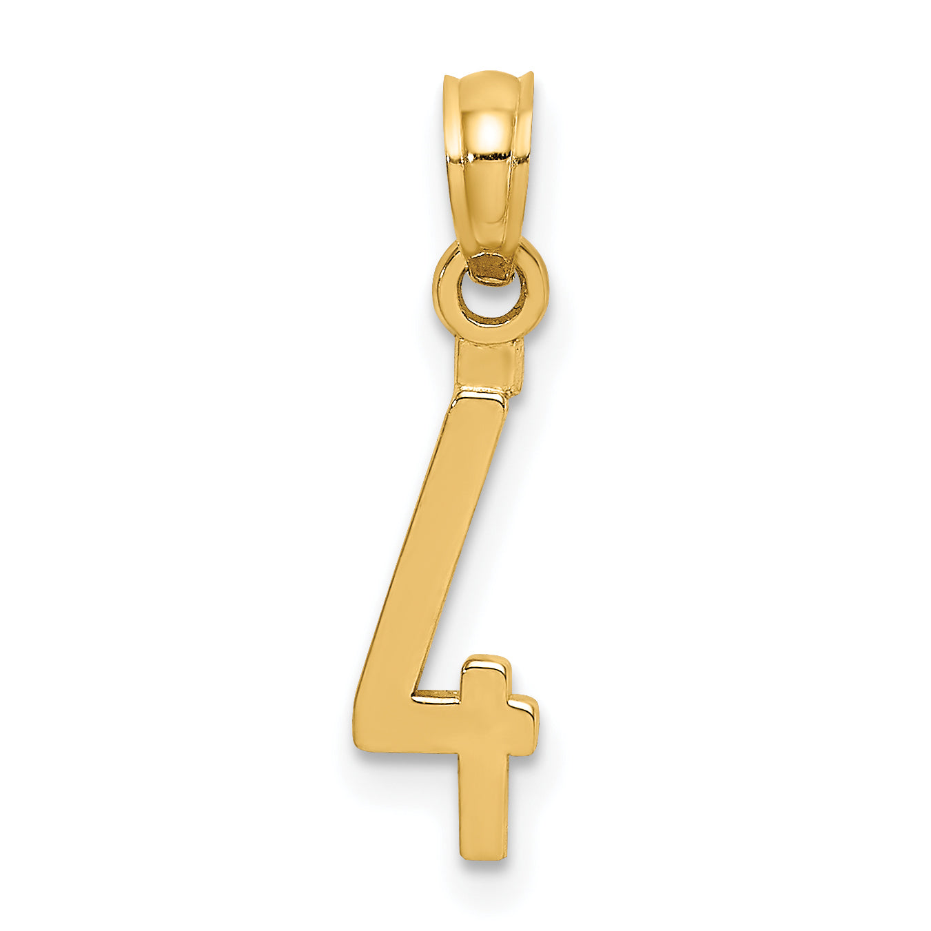 10K Yellow Gold 10K Number 4 Block Charm