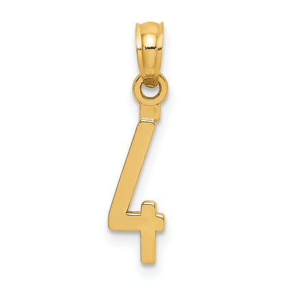10K Yellow Gold 10K Number 4 Block Charm